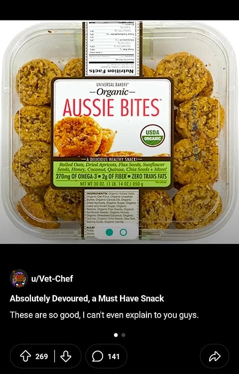 Reddit post about  Organic Aussie Bites